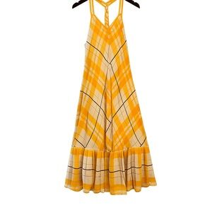 HOLDING HORSES Yellow and White Checkered Maxi Dress